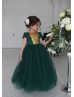 Emerald Tulle Gold Sequin V Back Flower Girl Dress Party Dress